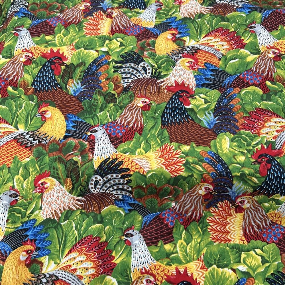 Hoffman Cotton Quilting Fabrics Rennie Rau Marquez Chicken Salad 1 Yd X 44"